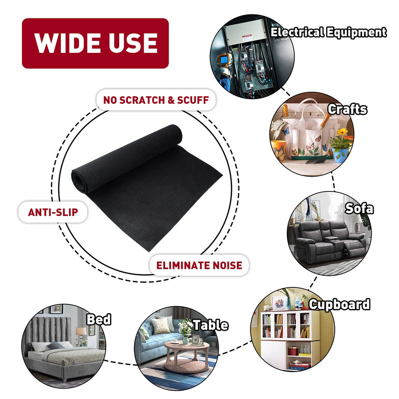 40" x 70" High Grade - Underfelt Carpet for RV, Boat, Truck, Speaker Box, Door Liner, Desk (Black) Black