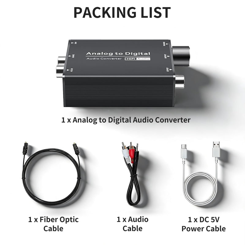 [AUSTRALIA] - Analog to Digital Audio Converter, RCA to Optical w/ 3.5mm AUX Jack Toslink, Coaxial Adapter with Adjustable Volume RCA to Optical Converter 