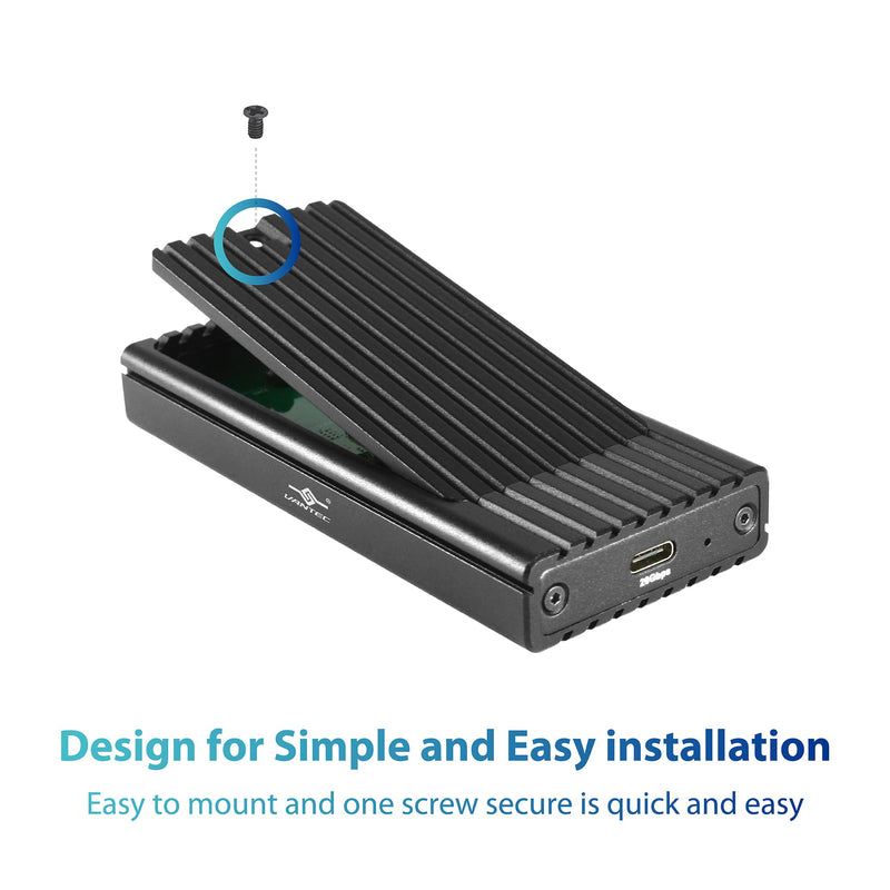 Vantec NexStar SX, M.2 NVMe SSD to USB 3.2 Gen2x2, 20G, Type C, Black Enclosure (NST-230C3-BK)