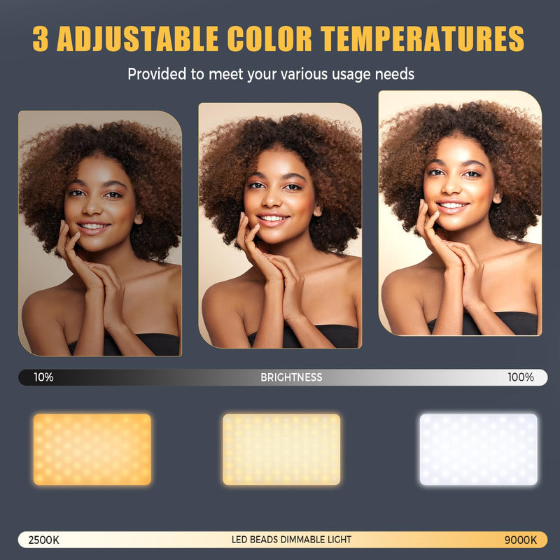 [AUSTRALIA] - MACTREM 120 LED Selfie Light, Phone Light Clip, 3000Mah Portable Rechargeable Video Light, Adjusted 3 Light Modes, for iPhone, Camera, Laptop, iPad, Light for Selfie, Video Conference, TikTok,Makeup Black 