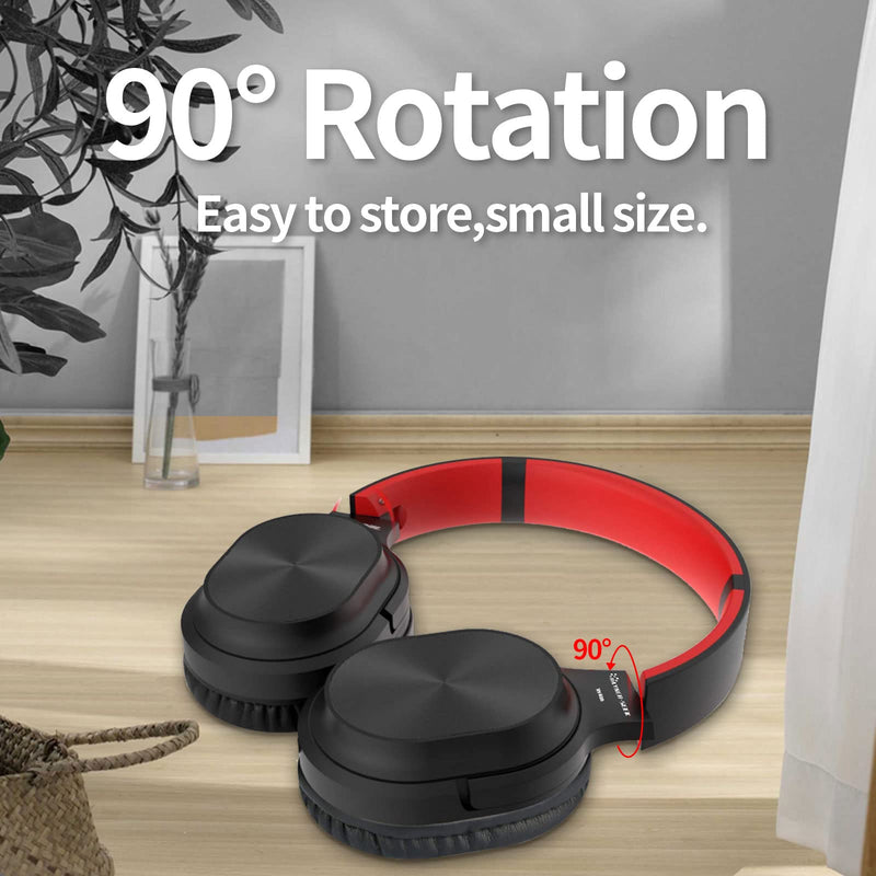Studio Headphones with Microphone Over Ear Stereo Monitoring Closed Headphones for PC, Phone, Chatting, Music, DJ, Podcast (Classical Black-Red) Red-Black