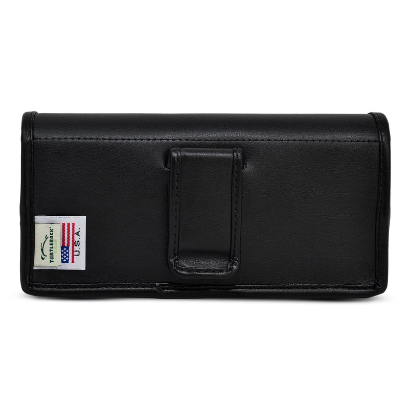 Turtleback Holster Designed for Galaxy Z Fold6 Fold 5 Fold 4 with Thin Fit Case Horizontal Belt Case Black Leather Pouch with Executive Belt Clip, Black Leather Hoz / Fix Clip Slim Fit