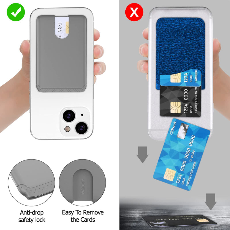 SHANSHUI 3 Pack Phone Card Holder Ultra Slim Phone Credit Card Holder Stick on Wallet Anti-Lost Design Phone Wallet Pocket Compatible for iPhone and Most Smartphones - Black White Grey 3 PCS x Black, Grey, White Adhesive