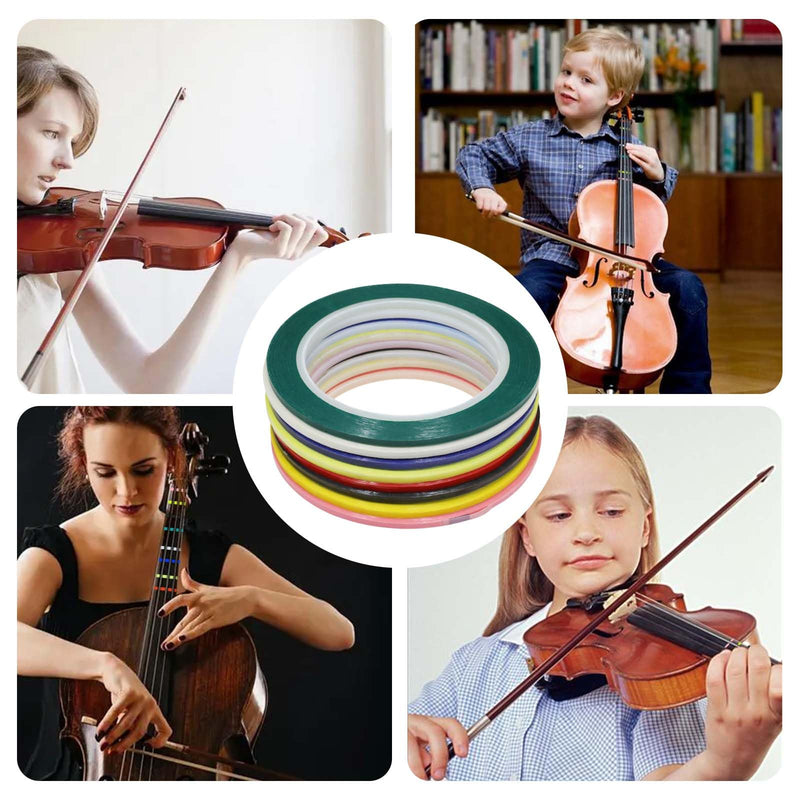 8 Rolls Violin Tape Fingerboard, 216 FT Violin Finger Guide Stickers, Cello Fingering Tape for for Fretboard Violins and Other Orchestral Instruments Violin Finger Guide (8 Colors)