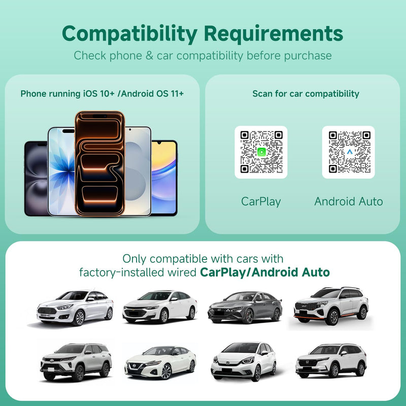 M1 2in1 Wireless CarPlay Android Auto Adapter Mini Car Play Dongle | Low‑Latency Mini Wireless Alloy & Glass Design, Turns Factory Wired CarPlay & Android Auto Into Wireless for iPhone & Android USB Type A