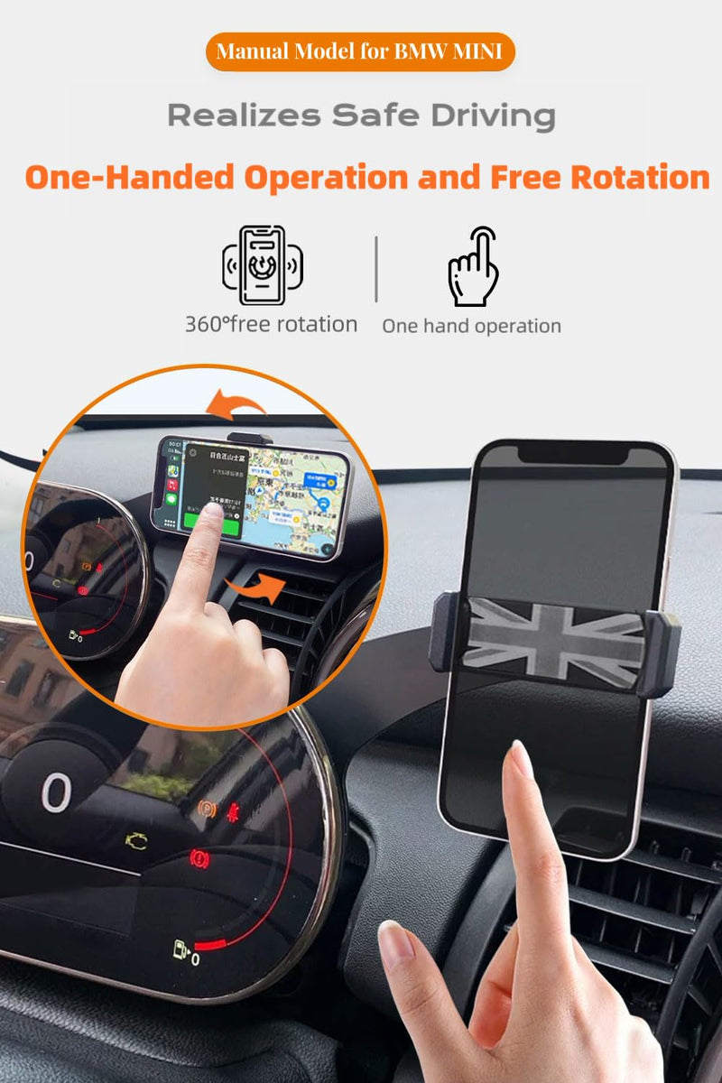 Persevere Car Phone Holder for Mini Cooper F54 F55 F56 F57 with Control Display Dashboard, 360° Rotatable Phone Mount for All 4-6.9 Inches Smartphones, Right (Not Supported All Countryman F60/R61) F54 F55 F56 F57 (Manual, Right)