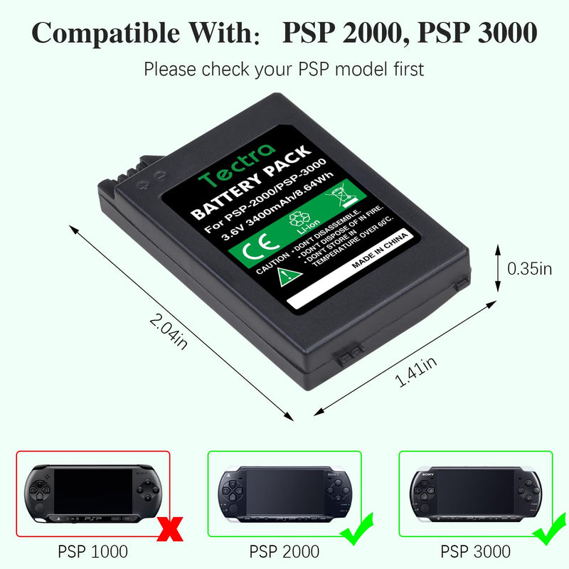2400mAH Battery + LED USB Charger for Sony PSP 3000 / PSP Slim 2000 PSP-S110 Console, PSP-2001, PSP-3000, PSP-3001, PSP-3002, PSP-3004 1 battery + charger