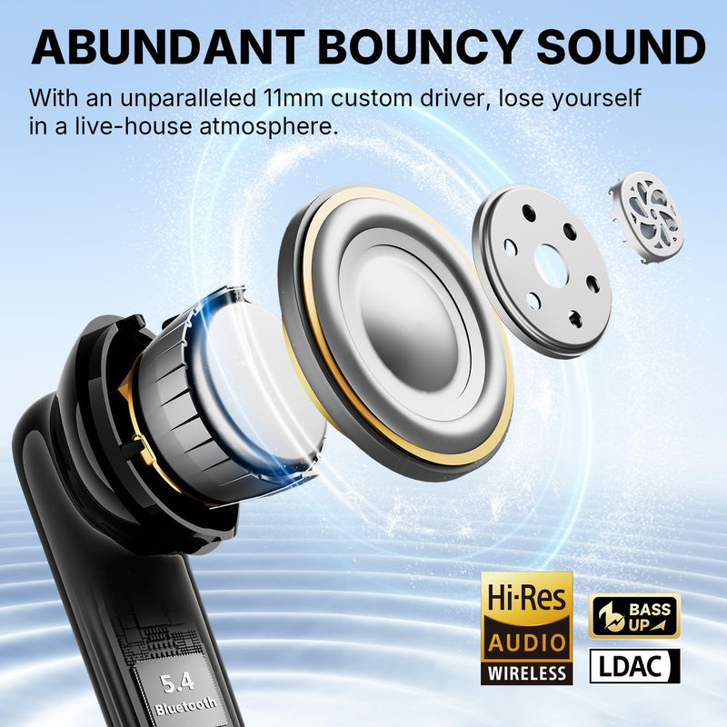 EarFun Air Pro 4i Noise Cancelling Wireless Earbuds, Hi-Res, LDAC, 6 Mics | 6 Mics AI ENC Clear Call, 40H Playtime, Multipoint Connection, Surround Sound, Bluetooth 5.4 Earbuds, Wireless Charging Black