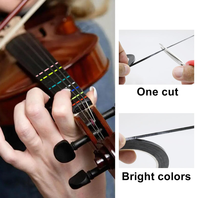 8 Rolls Violin Tape Fingerboard, 216 FT Violin Finger Guide Stickers, Cello Fingering Tape for for Fretboard Violins and Other Orchestral Instruments Violin Finger Guide (8 Colors)