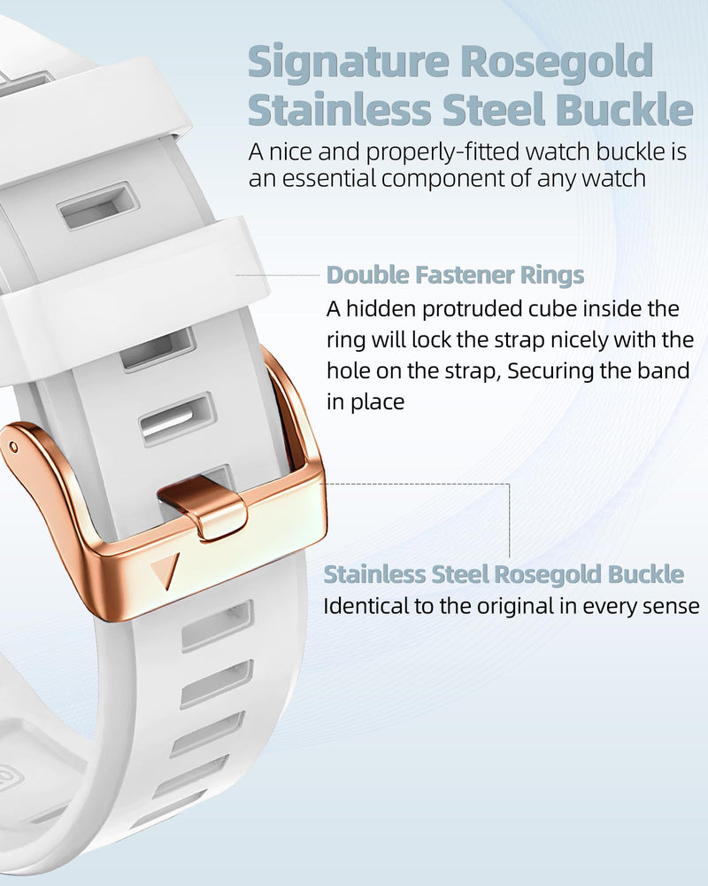 20mm Watch Band for Garmin fenix 5s 6s 7s, Quickfit 20 Bands Rose Gold Silicone WHITE and GREY Bundle