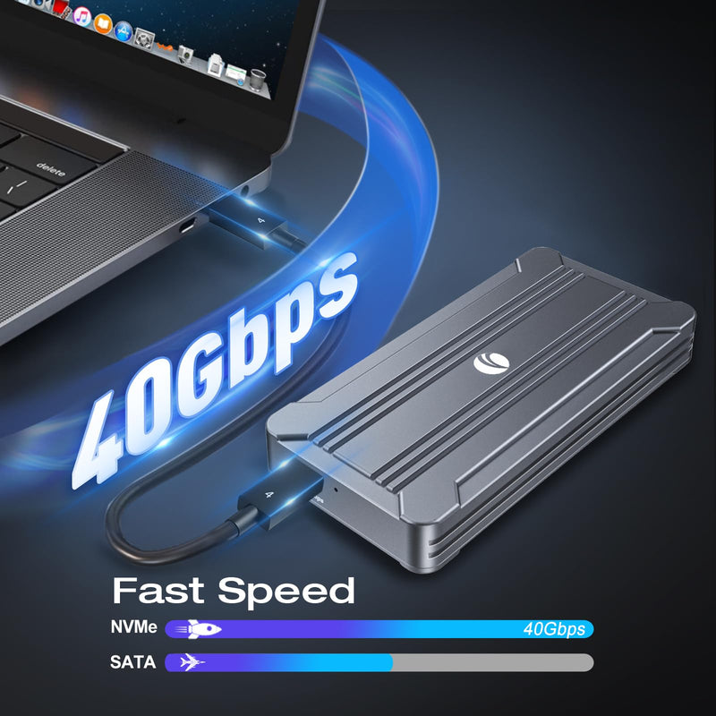 40Gbps NVMe Enclosure,V VCOM M.2 NVMe SSD Enclosure, Aluminum Alloy External NVMe Enclosure Support Size 2280 M&B+M-Key,Compatible with Thunderbolt 3/4,USB4/3.2/3.1/3.0/2.0