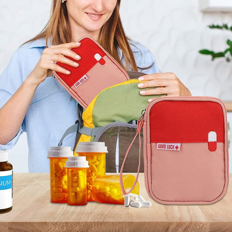 Pack of 2 Medicine Bag Large Capacity Medical Emergency Bag Empty Waterproof Medicine Storage Bag Portable Medicine Bag for Home Office Travel (Pink) Pink