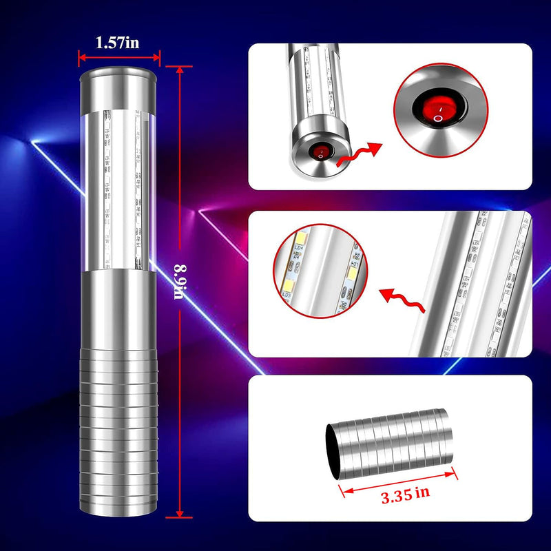 Strobe Baton Light,Stage Handheld Light,Champagne Bottle Sparklers, Reusable Indoor Concert LED Lights - for Bar Club Birthday Weddings Parties (Silver 2 PC) Sliver 2 PC