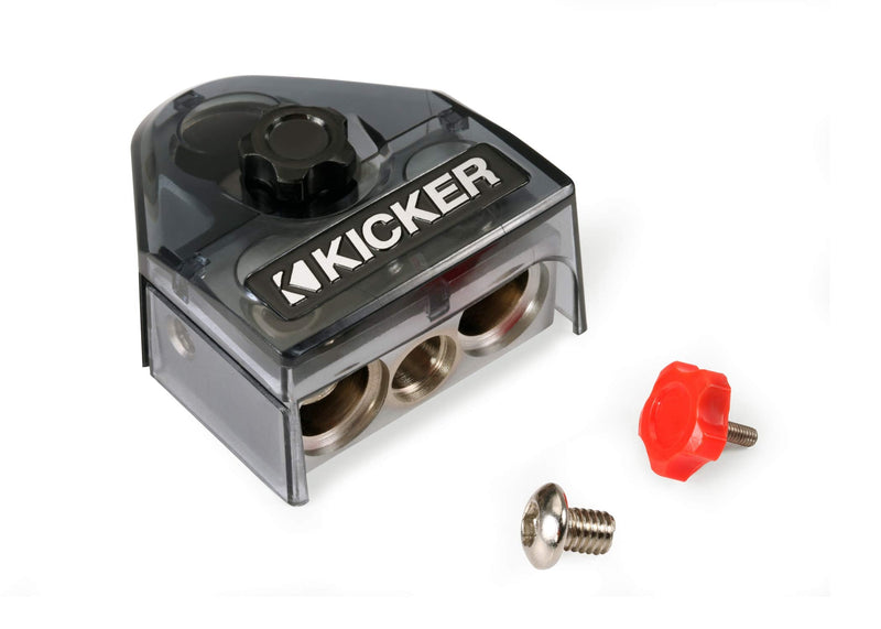 Kicker 46BT4 BTPN3 Positive Or Negative Battery Terminal, 2-0/8GA 1-4/8GA Out | Zero gauge amp power distribution, multi amplifier wiring hookup, secure post connection, clean stereo system installs