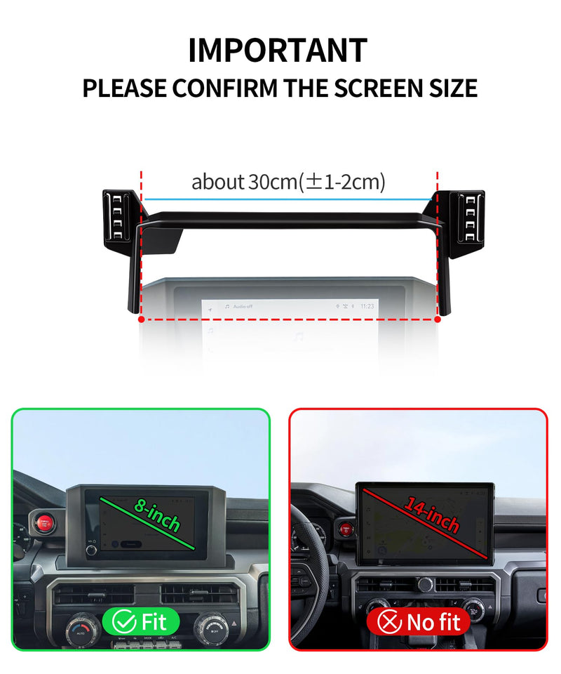 Car Phone Holder for Toyota Tacoma 2024-2026/ 4Runner 2025-2026, 8" Screen | Magsafe Accessories Magnetic Cell Phone Mount Clip Compatible with iPhone, 3D fit Stable Dashboard Navigation Bracket Stand