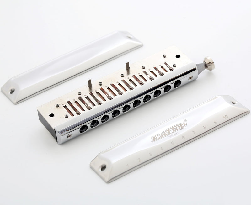 [AUSTRALIA] - East Top 10 Hole 40 Tones Chromatic Harmonica Key of C, Professional Mouth Organ with Slide for Beginners and All Levels 