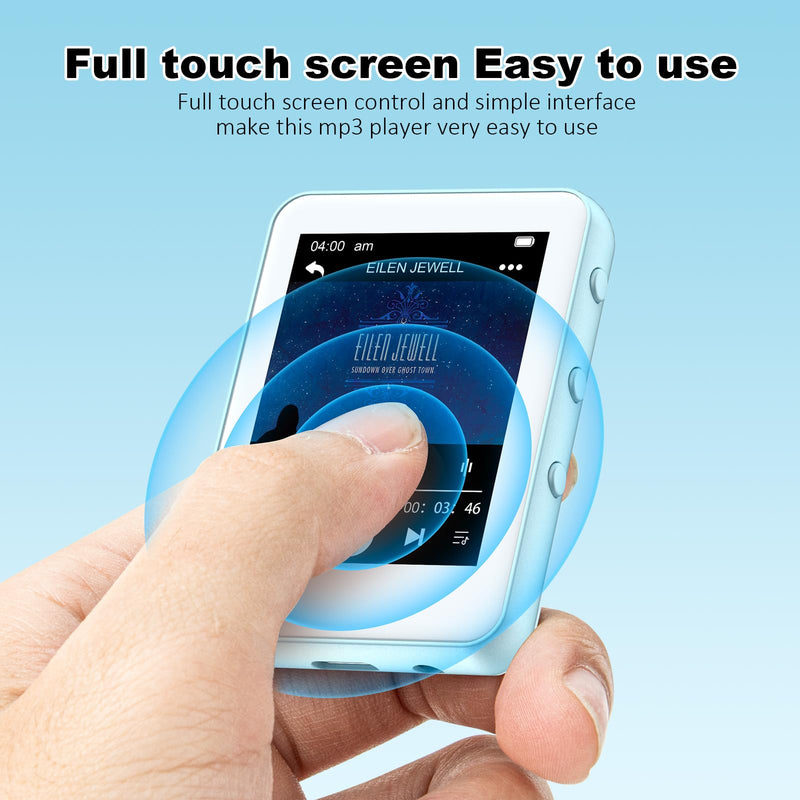 [AUSTRALIA] - Light Blue MP3 Player with Bluetooth 5.3, 32GB Touchscreen Portable Music Player,Built-in Speaker,FM Radio,Voice Recorder,HiFi Sound,Expandable to 128GB – Perfect for Running,Travel,Study & Relaxation Blue-32GB 