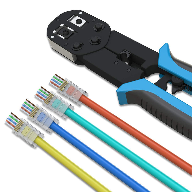 LINKUP Cat6 RJ45 Pass-Through Plugs | 105-Pack, Gold | shielded modular termination, tool-free, gold-plated, for solid and stranded Ethernet cable EZ Through Plugs - 105 pcs