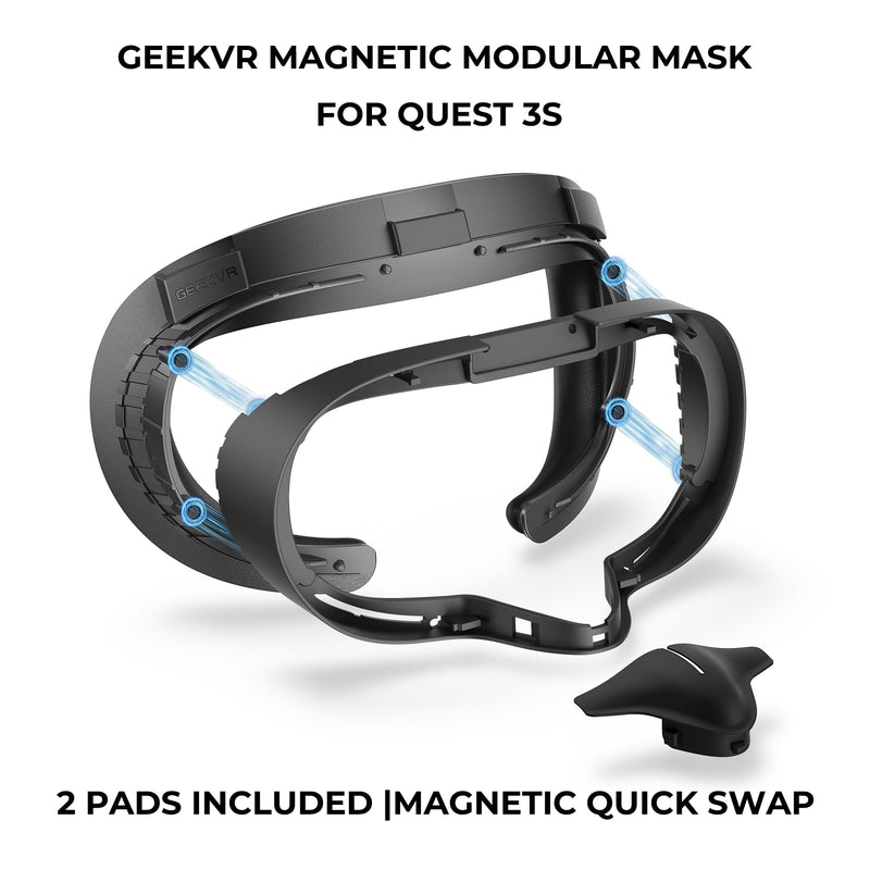 Modular Magnetic Mask for Meta Quest 3S – Quick-Swap PU & Fabric Face Pads