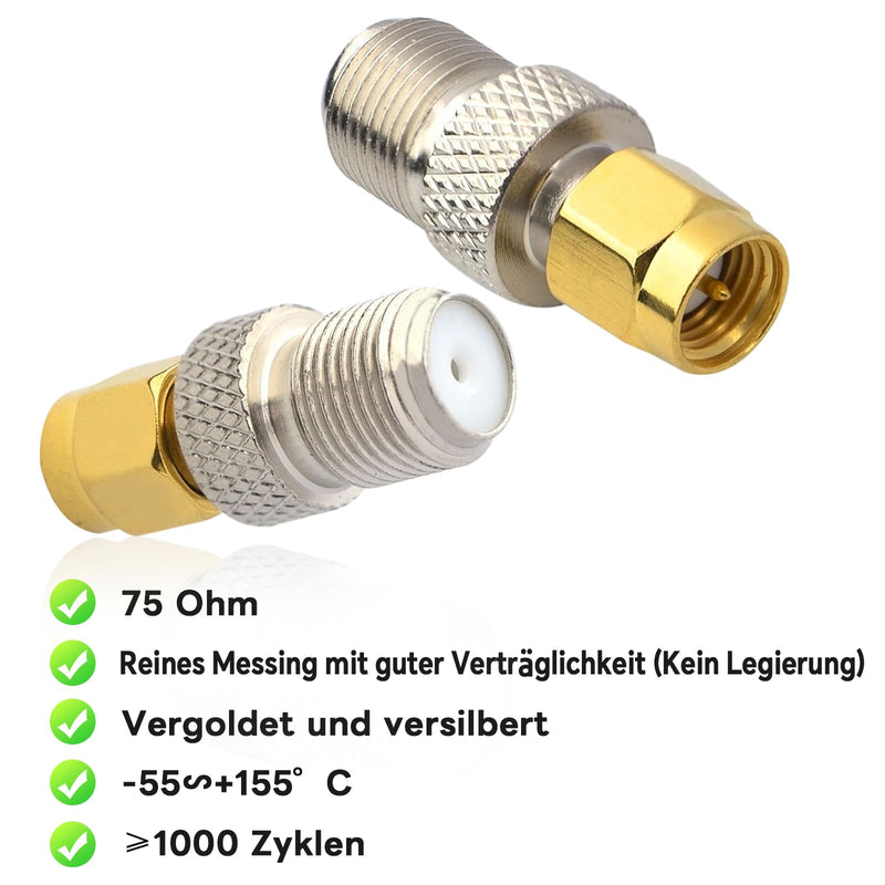 Boobrie SMA to F Coaxial Adapter SMA Male to F Female Coaxial Cable Plug Adapter for LAN/LMR Radio Antenna Devices/RF Coaxial Cable/WiFi Radios External Antenna Pack of 2