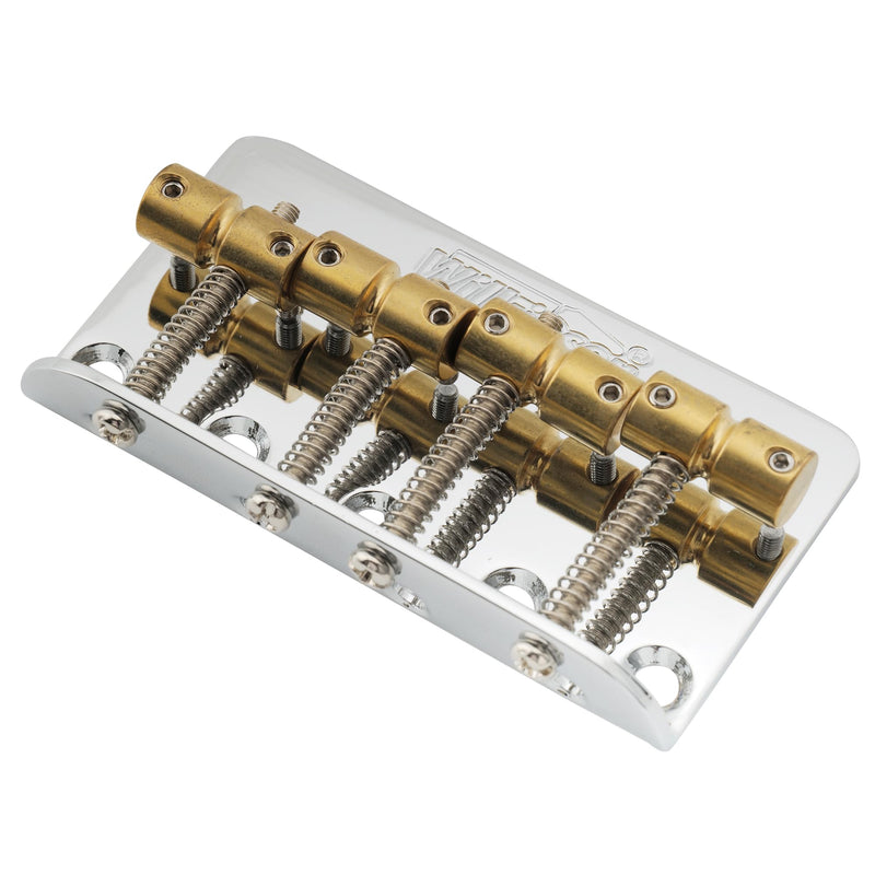 Wilkinson WBBC Vintage 4 String Bass Bridge Brass Saddles for Fender Jazz Precision Bass, Chrome