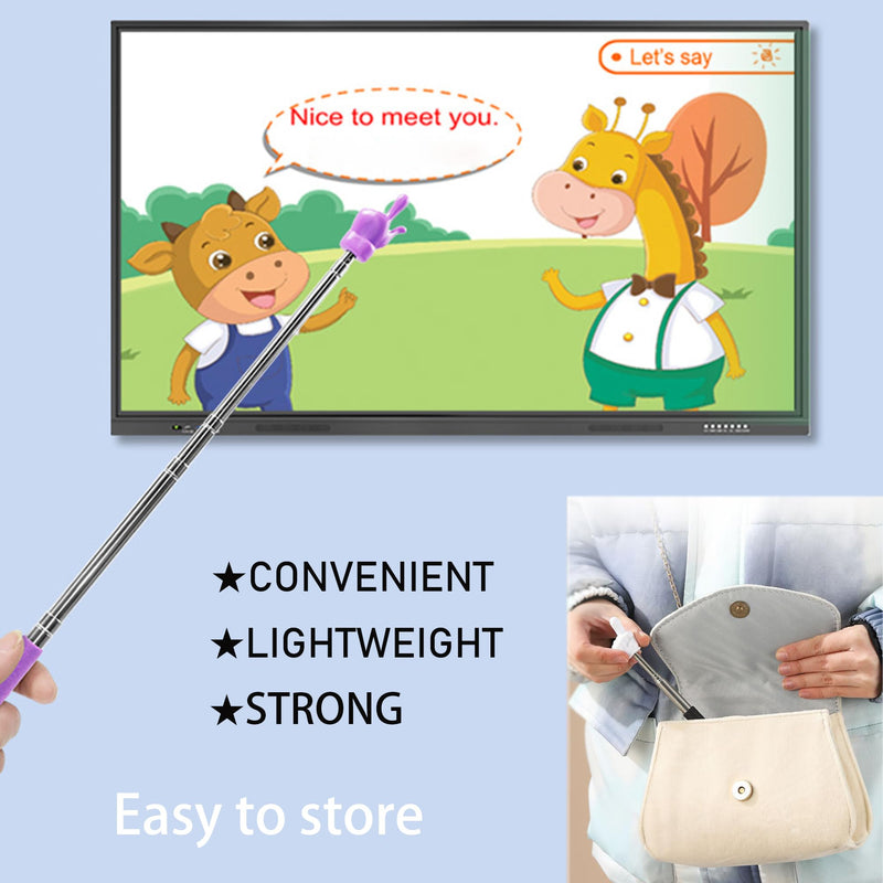 Telescopic Teachers Pointer, Classroom Demonstration Baton, Guide Indicator, Retractable Finger Pointer Stick for School Teaching, Conference Presentation, Object Instruction Pink