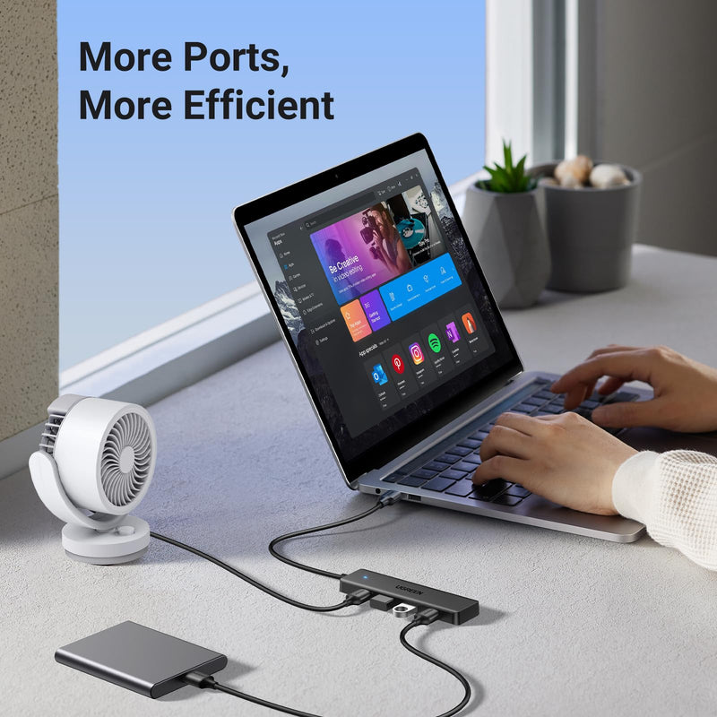 UGREEN USB 3.0 Hub, 4 Ports USB A Splitter Ultra-Slim USB Expander for Mouse, Keyboard, Flash Drive, U Disk, Printer Compatible with Laptop, Desktop PC, Xbox, PS5, and More 0.5 ft