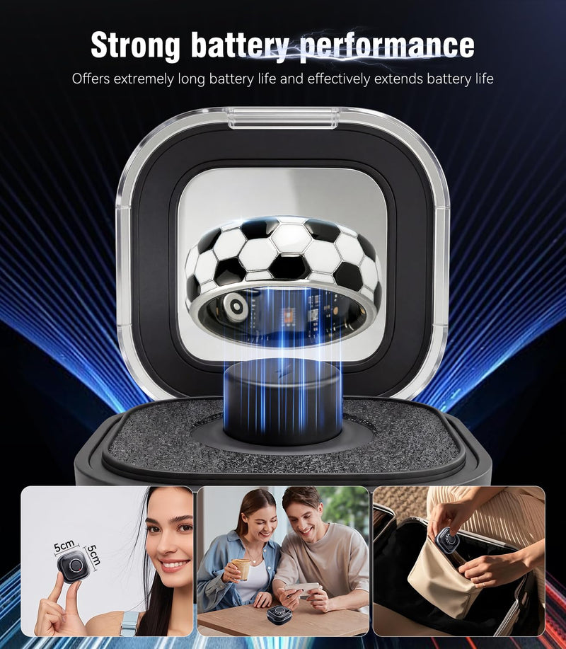 Smart Ring & Wireless Charging Case【Pro Athlete Grade – Precision Sports Tracking】2026 World Tournament Soccer Fan Smart Ring for Women & Men, Fitness Wearable Device for Training & Sleep Tracking 7# White 7#