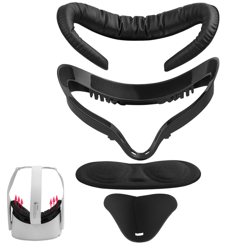 VR Facial Interface and Foam Replacement Set for Oculus Meta Quest 2 | Removable Facial Interface Frame & Foam Face Covers Replacement & Anti-Leakage Nose Pad & Lens Cover Set1 1Pad