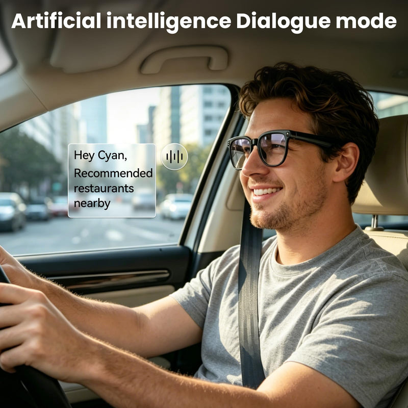 Hwagol Smart Glasses with Camera, 8MP HD Photo and Video Recording,AI Camera Glasses with Real-Time Translation/Object Recognition/AI Voice Q&A/Recording, Calls and Music,Comes with 3 Pairs of Lenses Black