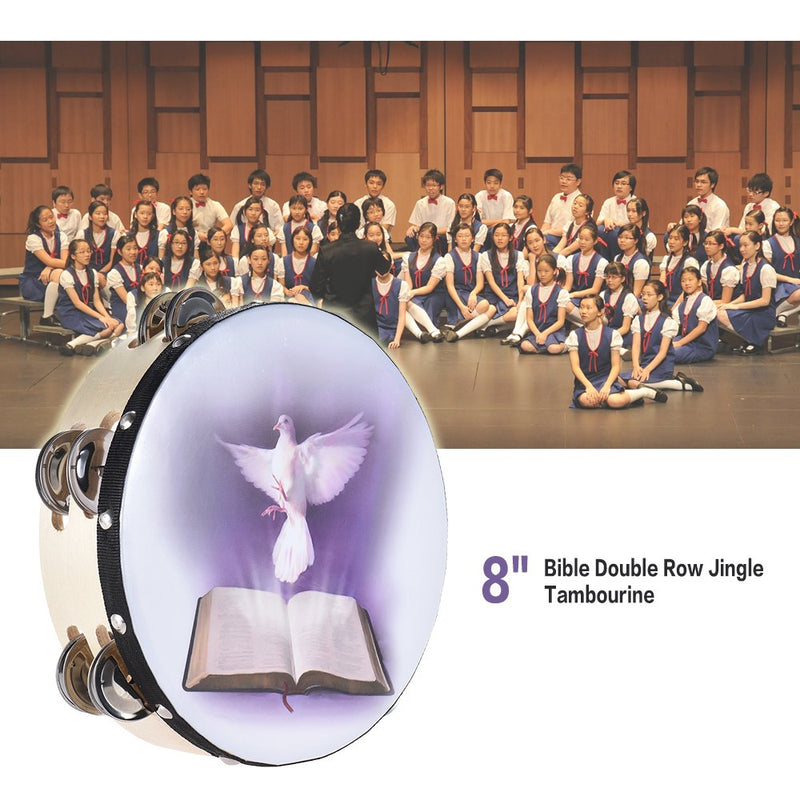 8 inch Tambourine 6 Pairs Double Metal Jingle for Church and Other Holy Occasio