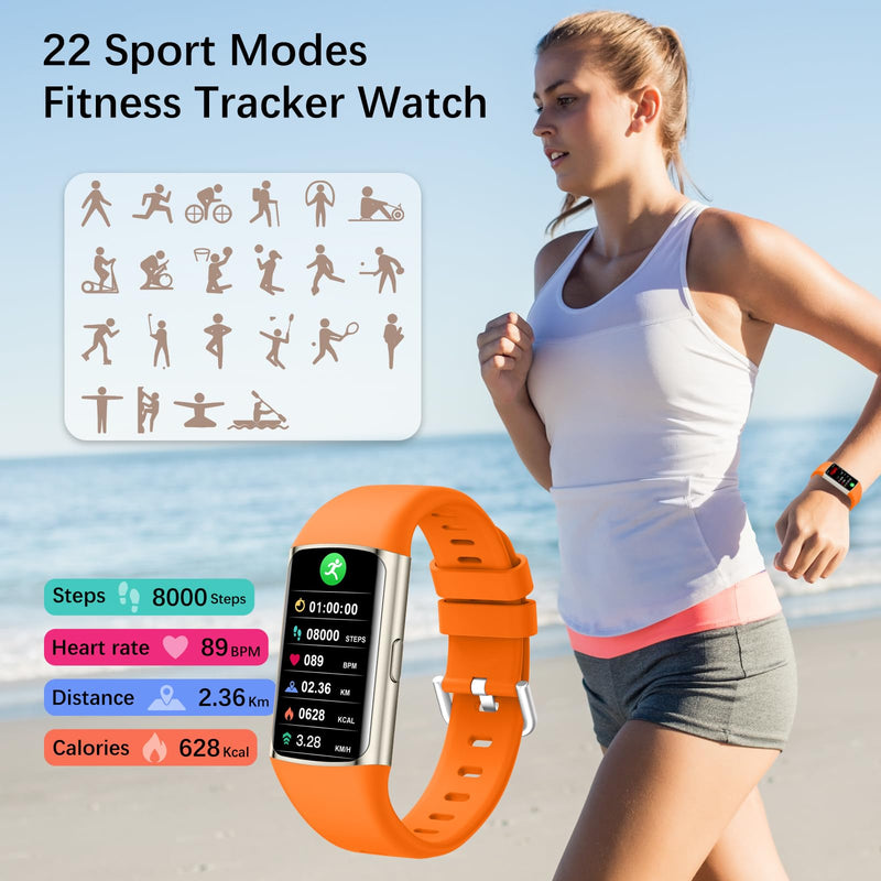 Smart Watch, Step Tracker Watch with 24/7 Heart Rate Monitor, Blood Oxygen, Sleep Monitor, Step Counter, Sports, IP68 Waterproof Fitness Watches for Men Women Compatible with Android & iPhone (Silver) Silver
