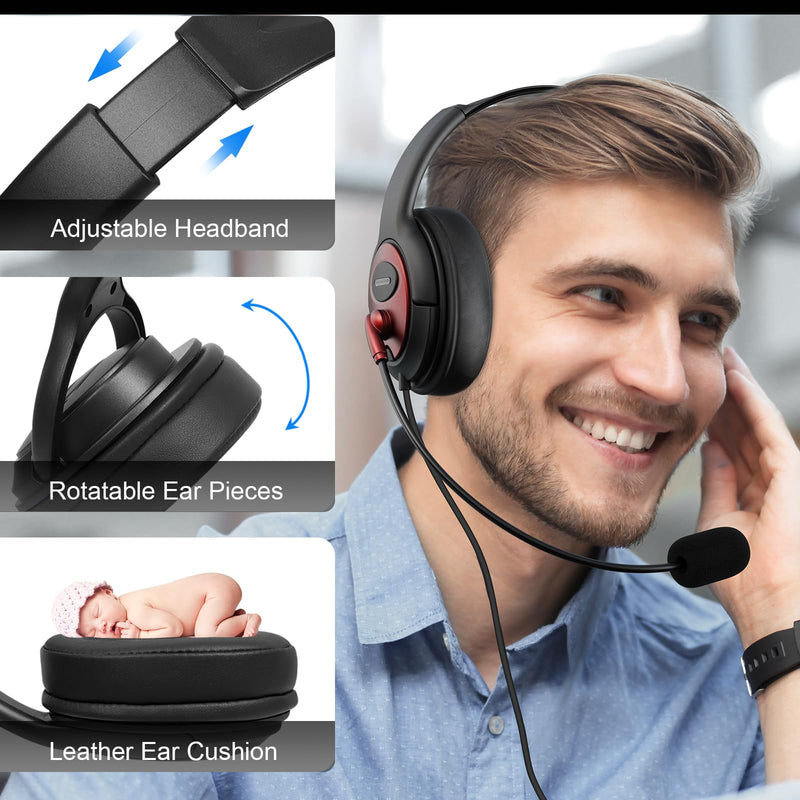 [AUSTRALIA] - MAIRDI USB Headset with Microphone, Type-C/USB/3.5mm Jack 3-in-1 PC Headset, Computer Headset with Mic Noise Canceling for Teams Call Centers Skype Zoom Home Office Dragon Nuance Dictation 