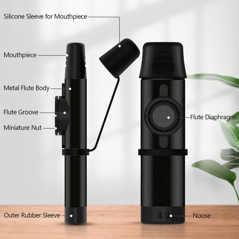 Electric Kazoo With Pickup, Professional Metal Kazoo with 5 Pcs Extra Membranes, 9.8ft Replaceable Cable and Jack, Adjustable Tone Music Instrument for Kids/Adults/Music Lovers(Electric Black) Electric Black