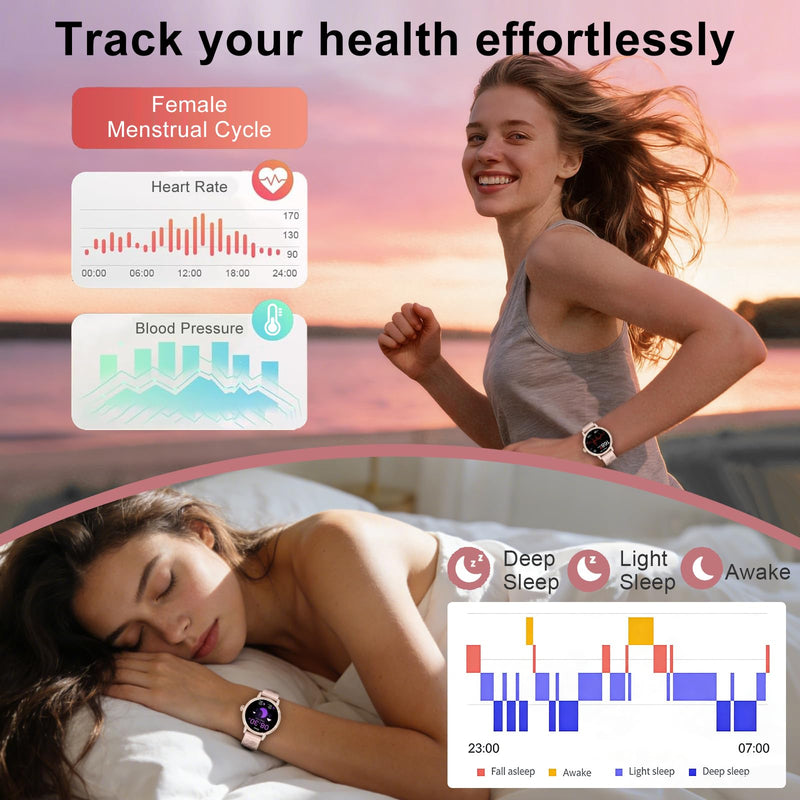 Smart Watches for Women:1.27" HD Smart Watch Bluetooth Calls,3 Bands,BP/Sleep/Steps,120+ Sports Fitness Tracker Android&iOS (Rose Gold)