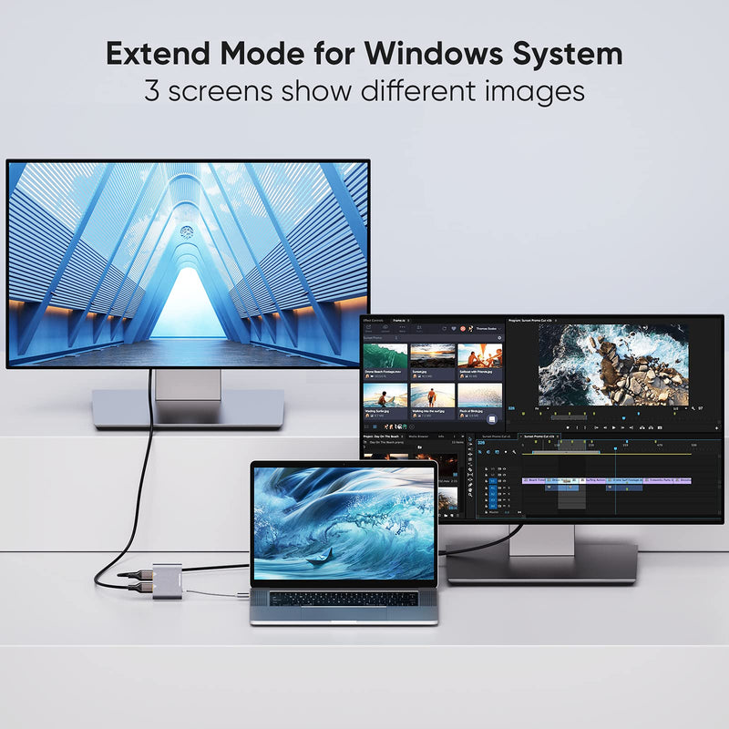 USB C to Dual HDMI 4K, CableCreation USB Type C (Compatible Thunderbolt 3) to 2 HDMI Adapter, Compatible with MacBook Pro 2019/2018/2017,XPS 13/Surface Book 2,Chromebook Pixel, Yoga 710, Aluminum Gray Dual HDMI 4K@30Hz