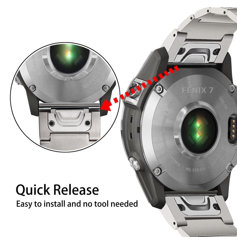 26mm Titanium Metal Band Compatible for Fenix 8 51mm/Enduro 3 51mm/Fenix 6X Pro/7X Pro/5X Plus,22mm Quick Release Band for Fenix 8 47mm/E 47mm/Fenix 6 Pro/7/5 Plus/EPIX 2/Forerunner 965 26mm