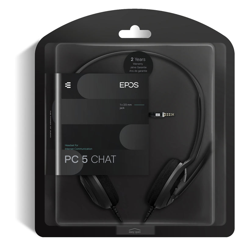 Sennheiser PC 5 Chat - Headset for Internet Communication, E-Learning and Gaming - Noise Cancelling Microphone, Casual Gaming Lightweight, high Comfort, Minimalistic, Black