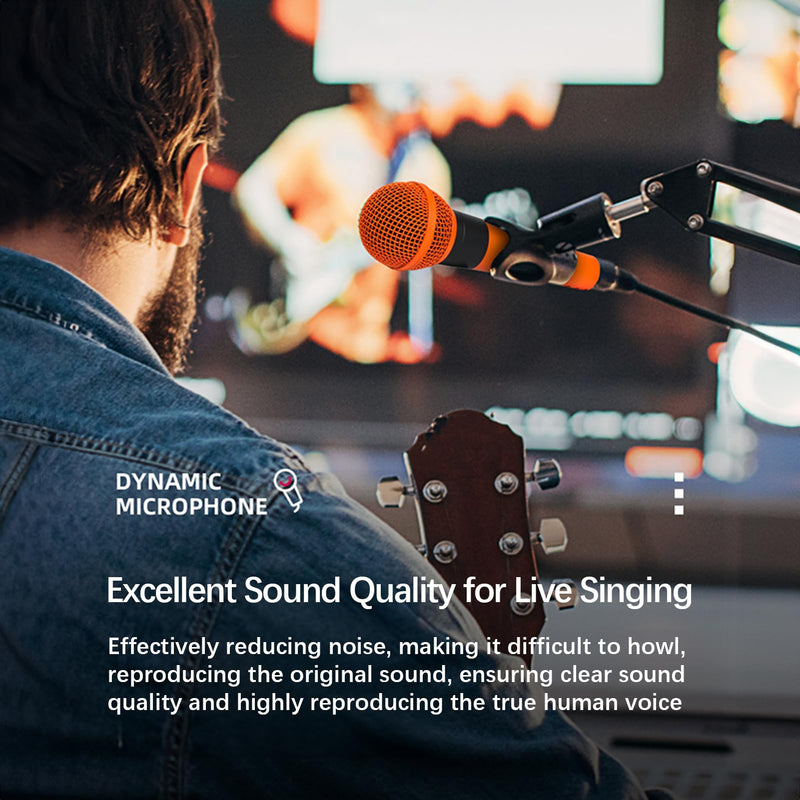 [AUSTRALIA] - Microphone For Singing, Metal Karaoke Microphone, Dynamic Microphone, Handheld Wired Microphone, Connect With Any 6.5mm Or 3.5mm Microphone Interface Audio Equipment (Orange) Orange 