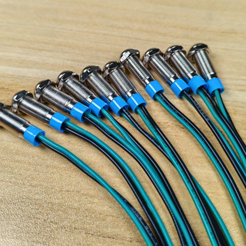 10pcs 6mm 3V-4.5V-5V-6V-7.5V-9VDC LED Metal Indicator Light Waterproof Signal Lamp Pilot Dash Directional Car Truck Boat with Wire(Red/Orange/Blue/Green/White) R/G/B/A/W