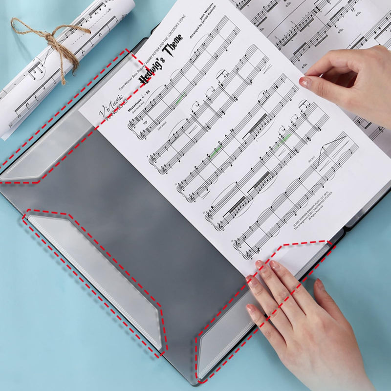 Music Folder for Sheet Music, 30 Sleeves 60 Pages, Blank Spiral Music Binder for Sheet Music and Documents Organizer, 8.5x11 Inch, Band Sheet Music Holder (Black)