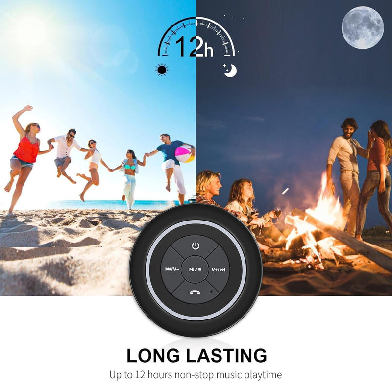 HAISSKY Bluetooth Shower Speakers, Portable Wireless Speaker with Suction Cup, IP67 Waterproof Speaker Pairs Easily to Phones, Tablets, Computer, Gift for Men & Women Black