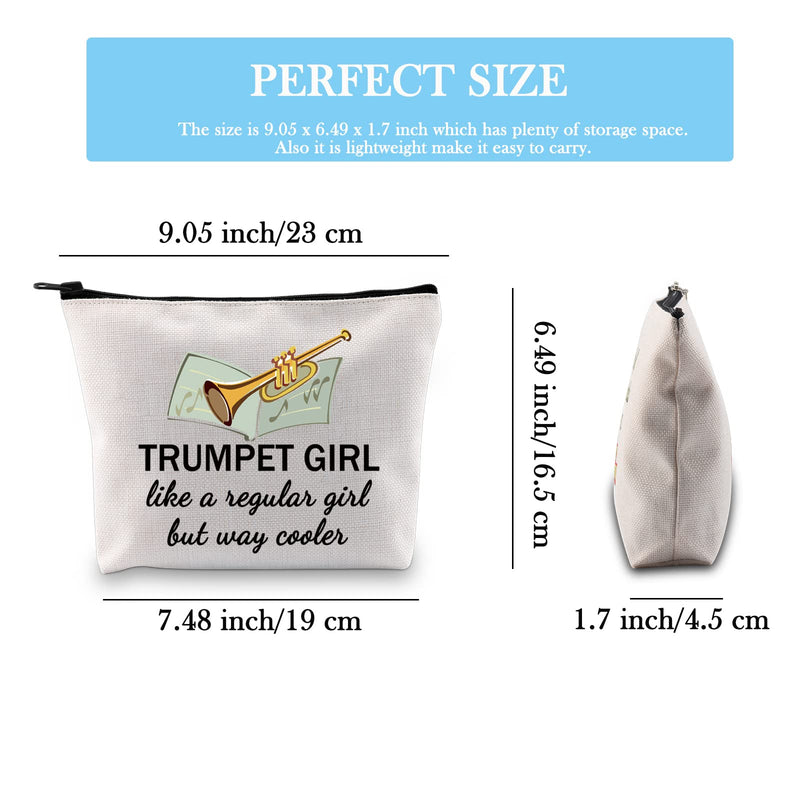 GJTIM Trumpeter Gift Trumpet Player Gift Brass Band Trumpeter Cosmetic Bag Zipper Pouch Beige