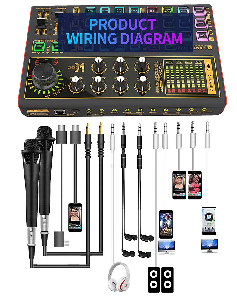 [AUSTRALIA] - K300 Podcast Equipment Bundle, With Podcast Condenser Microphone, Voice Changer Sound Card with Multiple Sound Effects and LED Light, Prefect for Streaming/Podcasting/Gaming/Recording/YouTube/PC SK300 Mic 