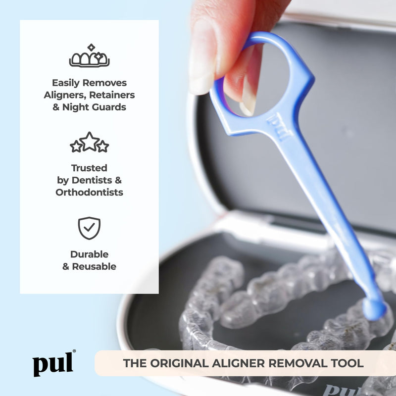 [AUSTRALIA] - PUL Pack of 3 Aligner Removal Tool – Invisalign Remover Tool & Retainer Hook for Clear Aligners, Trays & Night Guards – Reusable Invisalign Accessories, Aligner Hooks & Retainer Removal Hook – White 3 Pack 
