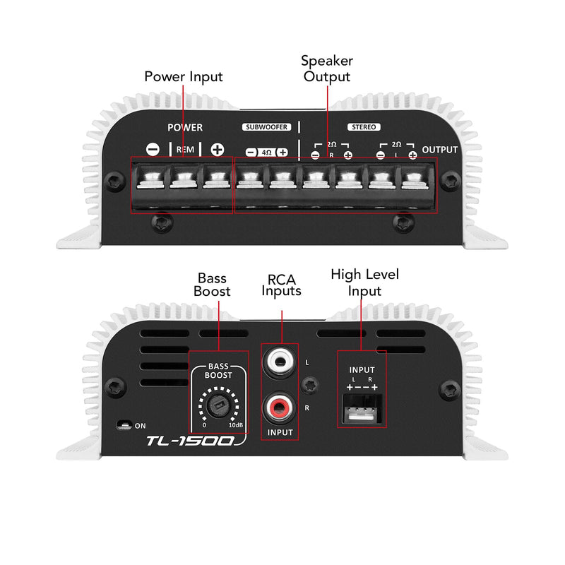 Taramp's TL 1500 2 Ohms 3 Channels 390 Watts Class D Full Range Amplifier, silver TL - 1500