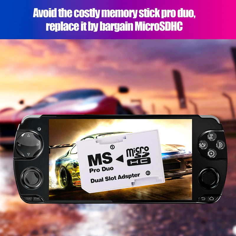 Cuziss Dual Slot MicroSD Micro SDHC Adapter Duo Pro Memory Stick Adapter for PSP Sony