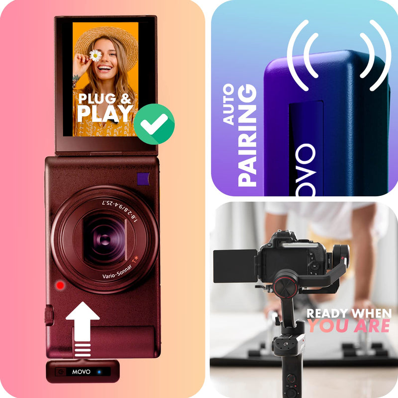 [AUSTRALIA] - Movo Mini-Duo Wireless Microphones for Cameras, Wireless Camera Mini Mic - 3.5mm Lapel Microhone for Sony, Canon, and Nikon DSLR - 2.4Ghz Transmitter 2 Transmitters 