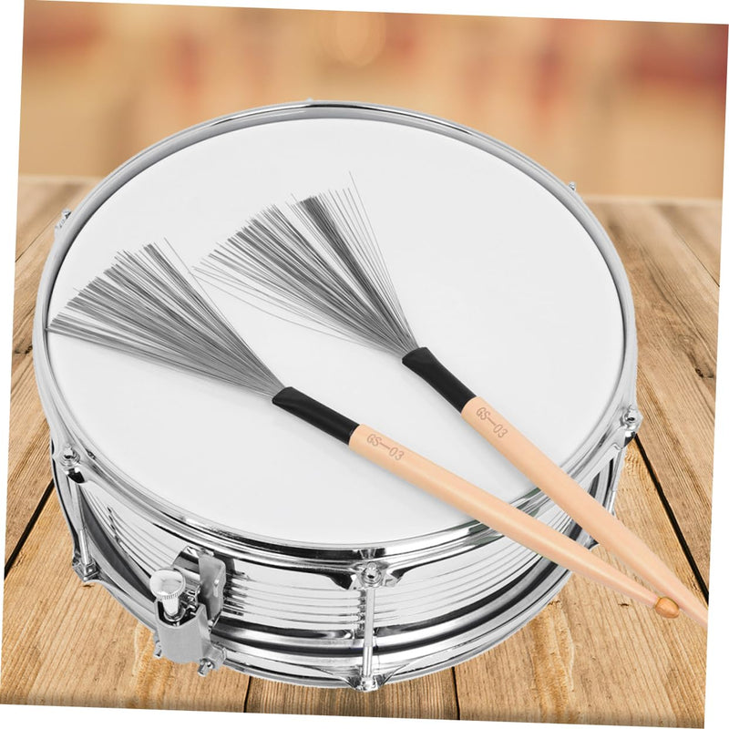 1 Pair Double head drum brush Practical Drum Brush wooden handle drum Drum Stick Brush drum shield snare wire musical instrument drum clean major maple Metal 35.5x1.5cm As Shown