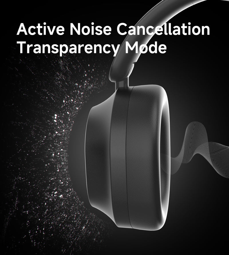 UPGRADE Noise Cancelling Headphones Wireless Bluetooth Over-Ear Headphones Booming Bass Memory Foam Ear Cups for Commuting Office Travel Home Phone PC - Comfortable and Foldable Design- Black